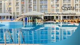  Presentation with hotel - Presentation theme having outdoor pool in luxery hotel background and a  colored foreground