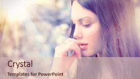  Presentation with summer trees - Audience pleasing slide deck consisting of woman in flowers sensual lady backdrop and a lemonade colored foreground