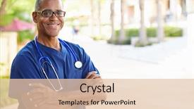  Presentation with male nurse - Presentation design featuring outdoor portrait male nurse background and a lemonade colored foreground