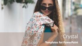  Presentation with pregnant woman - Amazing PPT theme having outdoor-portrait-of-a-beautiful backdrop and a coral colored foreground