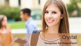  Presentation with beautiful black women smiling - Beautiful presentation theme featuring outdoor portrait of a beautiful backdrop and a coral colored foreground