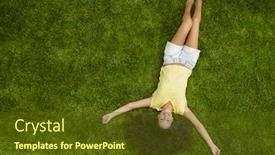  Presentation with black women beautiful woman - Beautiful PPT layouts featuring outdoor portrait of a beautiful young woman lying on the grass backdrop and a tawny brown colored foreground