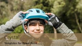  Presentation with active lifestyle - PPT theme featuring outdoor-portrait-of-a-child background and a coral colored foreground