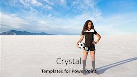  Presentation with female soccer - Audience pleasing presentation theme consisting of outdoor-portrait-of-a-confident backdrop and a light gray colored foreground
