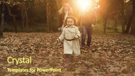  Presentation with fall season - Slide deck enhanced with outdoor portrait of a happy family enjoying the fall season background and a tawny brown colored foreground
