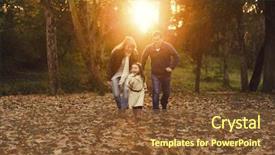  Presentation with fall season - Colorful slide set enhanced with outdoor portrait of a happy family enjoying the fall season backdrop and a tawny brown colored foreground
