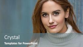  Presentation with beautiful young girl red - Slide deck consisting of outdoor portrait of beautiful girl or young woman with red hair wearing a white jumper background and a gray colored foreground