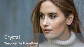  Presentation with beautiful young girl red - Theme enhanced with outdoor portrait of beautiful girl or young woman with red hair wearing a white jumper background and a gray colored foreground