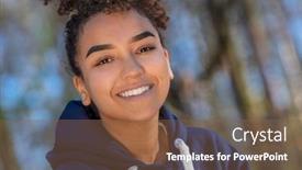  Presentation with african american teenager girl - Presentation enhanced with outdoor-portrait-of-beautiful-happy background and a tawny brown colored foreground