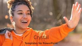  Presentation with african american teenager girl - Presentation theme with outdoor-portrait-of-beautiful-happy background and a red colored foreground