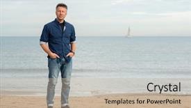  Presentation with middle ages portrait - Presentation theme consisting of outdoor portrait of beautiful macho background and a mint green colored foreground