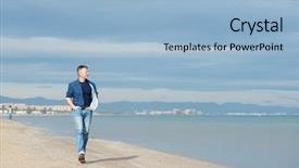  Presentation with middle ages portrait - Colorful presentation theme enhanced with outdoor portrait of beautiful macho backdrop and a  colored foreground