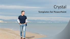  Presentation with middle ages portrait - Slides enhanced with outdoor portrait of beautiful macho background and a  colored foreground