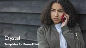  Presentation with african american teenager girl - Audience pleasing PPT theme consisting of cell phone wearing green bomber backdrop and a dark gray colored foreground