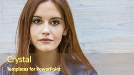  Presentation with jeans denim - Slide set having outdoor portrait of beautiful thoughtful girl or young woman with red hair wearing a blue jeans denim jacket and white t-shirt background and a tawny brown colored foreground