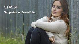  Presentation with beautiful young girl red - Beautiful PPT layouts featuring outdoor portrait of beautiful thoughtful girl or young woman with red hair wearing a white jumper backdrop and a gray colored foreground