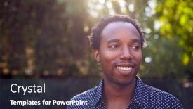  Presentation with outdoor party - Presentation design consisting of outdoor-portrait-of-smiling-african background and a tawny brown colored foreground