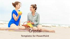  Presentation with tropical holiday - Colorful slide set enhanced with outdoor portrait of two young happy girls on tropical sea background holiday image backdrop and a lemonade colored foreground