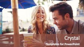  Presentation with pub - Colorful slide set enhanced with outdoor pub or bar backdrop and a tawny brown colored foreground