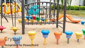  Presentation with playground - Slide set having outdoor-public-playground-equipment background and a lemonade colored foreground