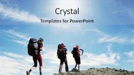  Presentation with recreation - Amazing slide deck having outdoor recreation - backpackers in the hike backdrop and a light blue colored foreground