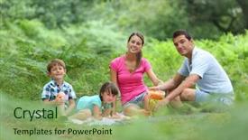  Presentation with picnic - Slide deck consisting of outdoor recreation - family picnic time in countryside background and a seafoam green colored foreground