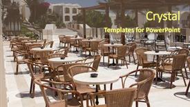  Presentation with cafe tropical - PPT theme featuring outdoor restaurant coffee open air background and a tawny brown colored foreground