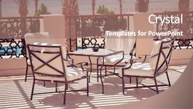  Presentation with cafe tropical - Theme enhanced with outdoor restaurant coffee open air background and a coral colored foreground