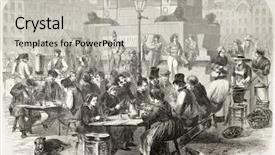  Presentation with journal - Colorful PPT theme enhanced with bench street lamp - outdoor restaurant in paris old backdrop and a light gray colored foreground