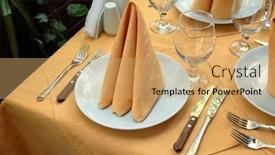  Presentation with ready - Beautiful presentation theme featuring outdoor-restaurant-table-ready backdrop and a coral colored foreground