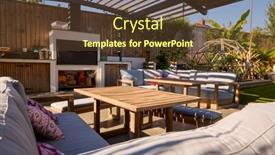  Presentation with area - PPT layouts enhanced with outdoor-seating-area-and-garden background and a tawny brown colored foreground