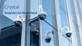  Presentation with bank building - Beautiful PPT theme featuring outdoor-security-cameras-at-bank backdrop and a light blue colored foreground