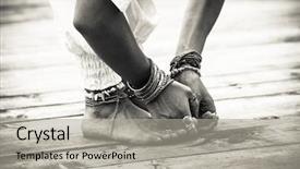  Presentation with black hands - Slide deck consisting of bw - closeup of woman feet background and a light gray colored foreground