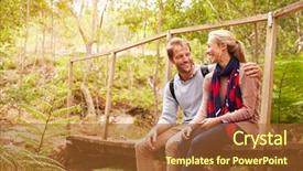  Presentation with forest bridge - Colorful presentation design enhanced with outdoor spaces - happy couple sitting backdrop and a red colored foreground