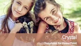  Presentation with happy korean kids - Cool new slides with outdoor spaces - happy little kids relaxing backdrop and a  colored foreground