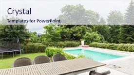  Presentation with nobody - PPT theme having outdoor spaces - modern house nobody inside background and a  colored foreground