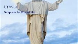  Presentation with jesus christ - Presentation design having outdoor-statue-of-jesus-christ background and a sky blue colored foreground