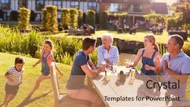  Presentation with generation - Presentation theme having outdoor summer drink at pub background and a coral colored foreground