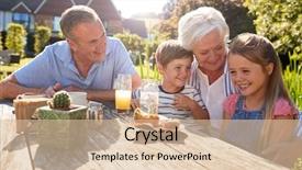  Presentation with grandparents - PPT layouts consisting of outdoor summer snack at cafe background and a lemonade colored foreground