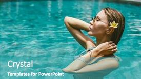  Presentation with luxury resort - Slide deck with outdoor swimming pool in bali background and a teal colored foreground