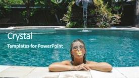  Presentation with luxury resort - PPT theme with outdoor swimming pool in bali background and a  colored foreground