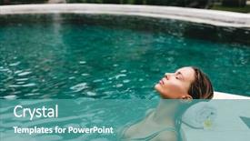  Presentation with luxury resort - Slide deck consisting of outdoor swimming pool in bali background and a teal colored foreground