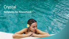  Presentation with luxury resort - Colorful slide deck enhanced with outdoor swimming pool in bali backdrop and a ocean colored foreground