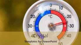  Presentation with hot thermometer - Beautiful PPT layouts featuring outdoor thermometer with celsius scale showing warm autumn temperature - hot indian summer concept backdrop and a gold colored foreground