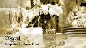  Presentation with wedding card - Presentation theme having outdoor wedding table vintage background and a soft green colored foreground