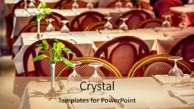  Presentation with cafe - Slide deck enhanced with outdoor wiker furniture - cafe interior with a tables background and a  colored foreground