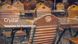  Presentation with cafe - Slide deck featuring outdoor wiker furniture - street cafe background and a coral colored foreground