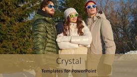  Presentation with outdoor activities - Slides having outdoor-winter-activities-happy-friends background and a coral colored foreground