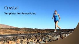  Presentation with marathon running race - Amazing slide set having outdoor workout in summer mix backdrop and a light blue colored foreground