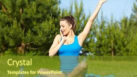  Presentation with woman runner - Amazing slide deck having outdoor workout woman fitness woman runner relaxing drinking water after training outside in park backdrop and a tawny brown colored foreground